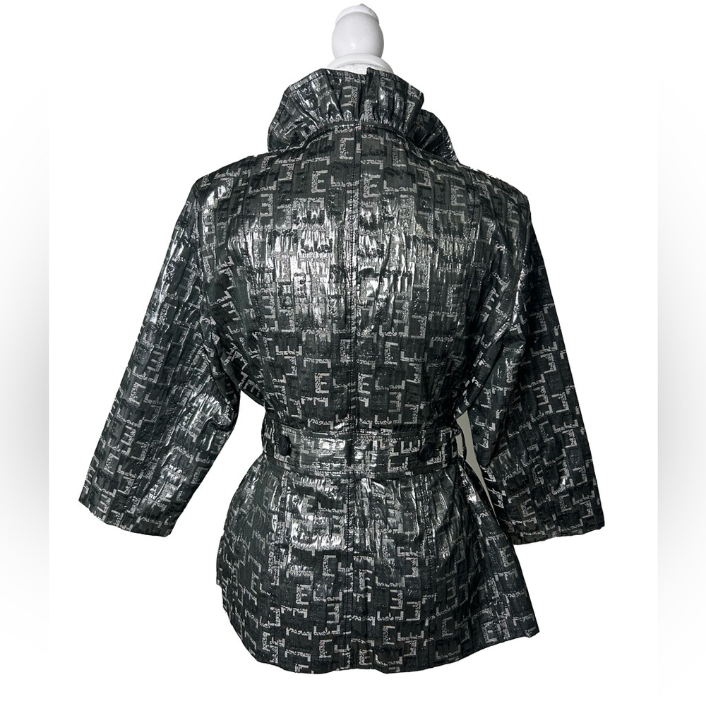 Ruby Rd. Metallic Silver-Black Patterned Jacket |… - image 2